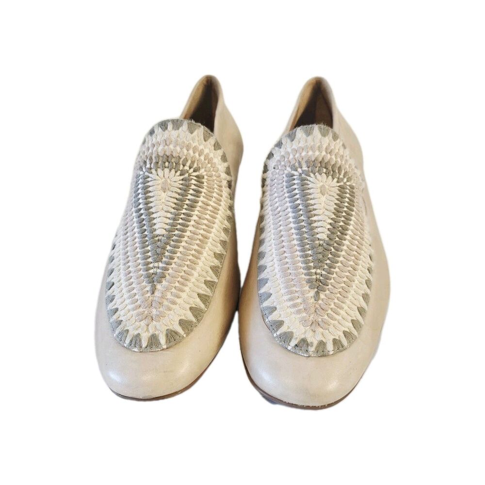 Bernardo Men's Size 11M Beige Leather Whipstitch Mules